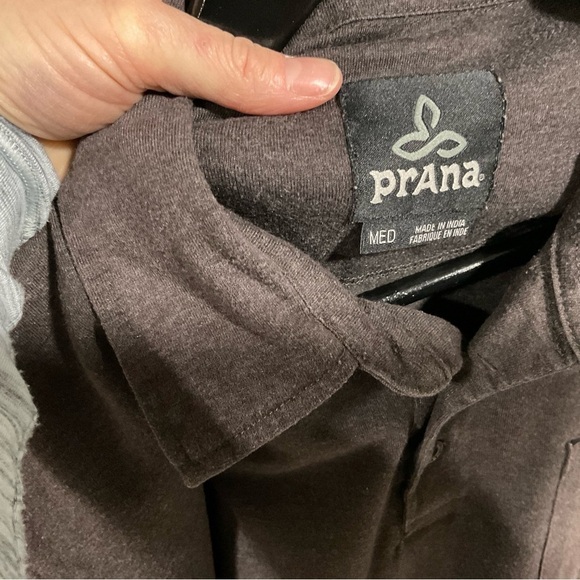 Prana XL Marco Polo Shirt Grey Short Sleeve Pocket Cotton Blend Size Med - Picture 8 of 9